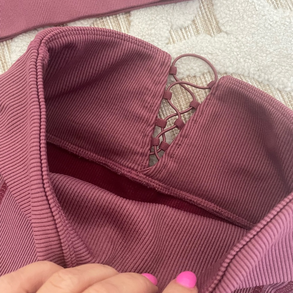Fabletics Maroon Workout Set Small - image 6